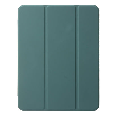 For iPad Pro 11 2024 Clear Acrylic 3-Fold Leather Tablet Case(Dark Green) - iPad Pro 11 2024 Cases by buy2fix | Online Shopping UK | buy2fix