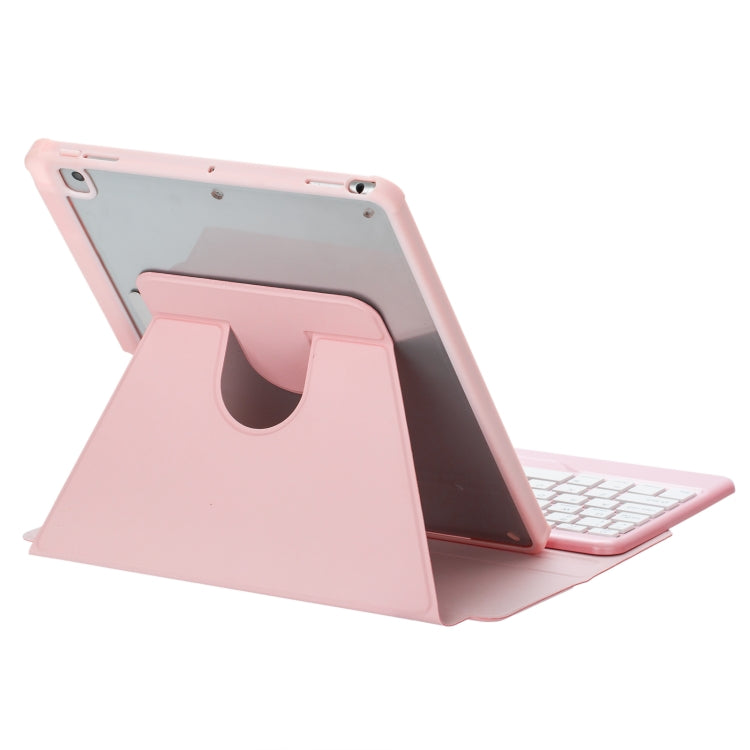 For iPad 10th Gen 10.9 2022 F10BS 360 Rotation Acrylic Transparent Bluetooth Keyboard Leather Case With Backlight(Pink) - Universal by buy2fix | Online Shopping UK | buy2fix