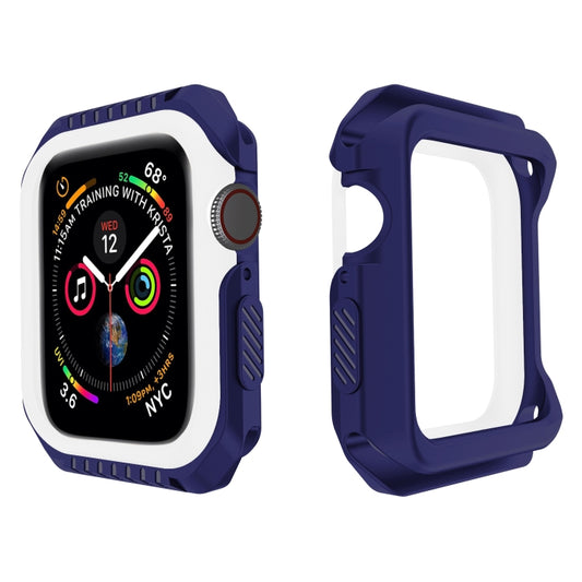 For Apple Watch Series 6 & SE & 5 & 4 44mm Shockproof Two Color Protective Case(Blue White) - Watch Cases by buy2fix | Online Shopping UK | buy2fix