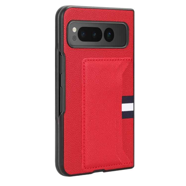 For Google Pixel Fold Litchi Texture Card Slots Back Cover Phone Case(Red) - Google Cases by buy2fix | Online Shopping UK | buy2fix