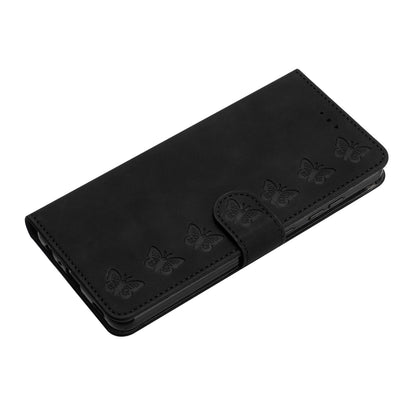 For iPhone 16 Plus Seven Butterflies Embossed Leather Phone Case(Black) - iPhone 16 Plus Cases by buy2fix | Online Shopping UK | buy2fix