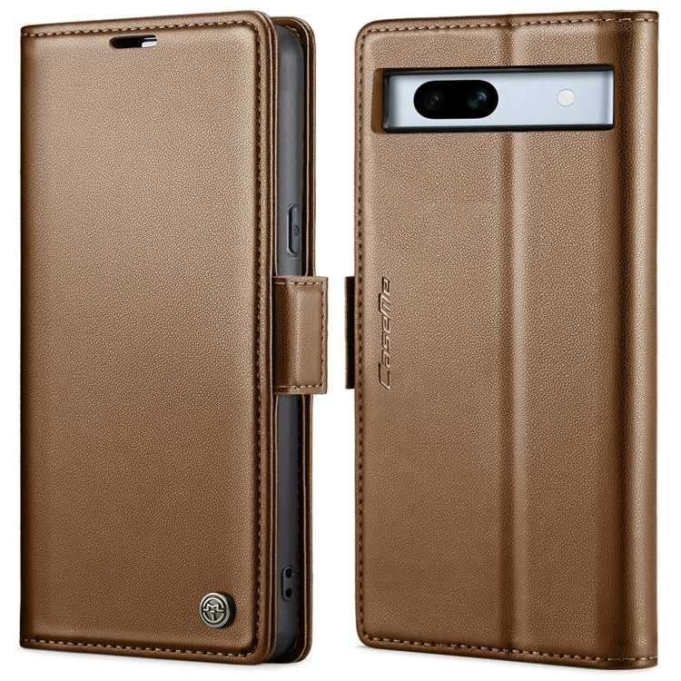 For Google Pixel 7a CaseMe 023 Butterfly Buckle Litchi Texture RFID Anti-theft Leather Phone Case(Brown) - Google Cases by CaseMe | Online Shopping UK | buy2fix