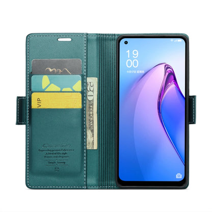 For OPPO Reno7 Z Global/Reno7 Lite Global CaseMe 023 Butterfly Buckle Litchi Texture RFID Anti-theft Leather Phone Case(Pearly Blue) - OPPO Cases by CaseMe | Online Shopping UK | buy2fix