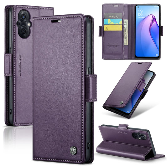 For OPPO Reno7 Z Global/Reno7 Lite Global CaseMe 023 Butterfly Buckle Litchi Texture RFID Anti-theft Leather Phone Case(Pearly Purple) - OPPO Cases by CaseMe | Online Shopping UK | buy2fix