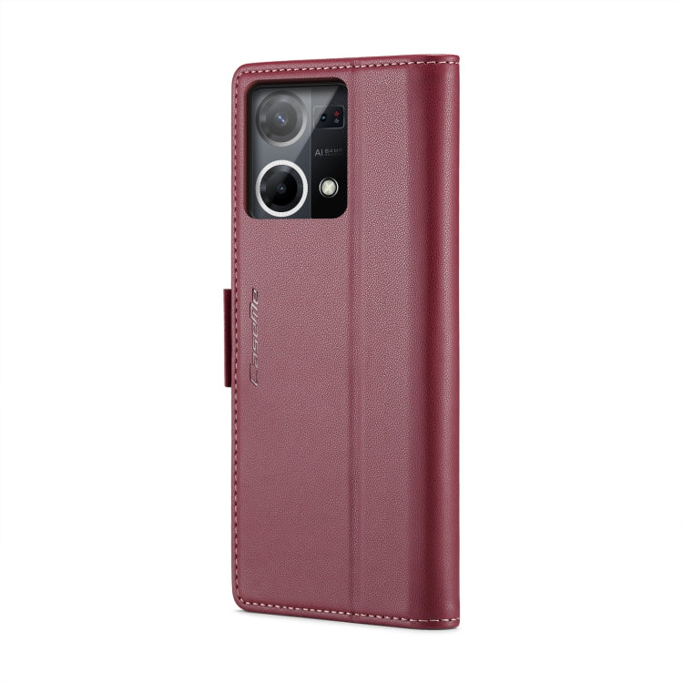 For OPPO Reno7 4G Indonesia/F21 Pro 4G/Reno8 4G CaseMe 023 Butterfly Buckle Litchi Texture RFID Anti-theft Leather Phone Case(Wine Red) - OPPO Cases by CaseMe | Online Shopping UK | buy2fix