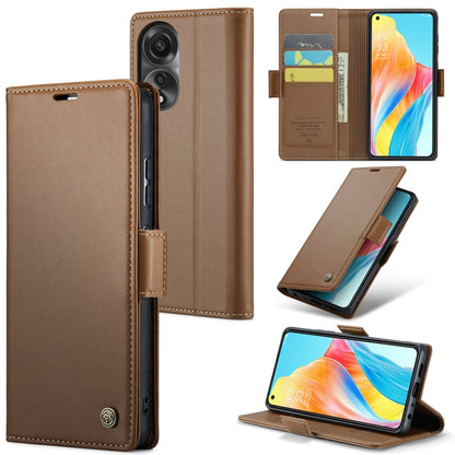 For OPPO A78 4G CaseMe 023 Butterfly Buckle Litchi Texture RFID Anti-theft Leather Phone Case(Brown) - OPPO Cases by CaseMe | Online Shopping UK | buy2fix