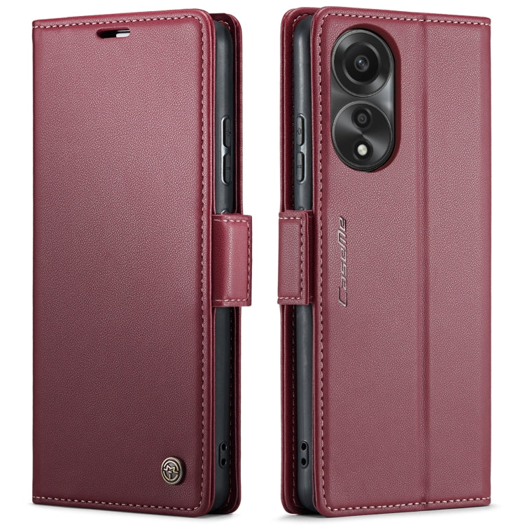 For OPPO A78 4G CaseMe 023 Butterfly Buckle Litchi Texture RFID Anti-theft Leather Phone Case(Wine Red) - OPPO Cases by CaseMe | Online Shopping UK | buy2fix