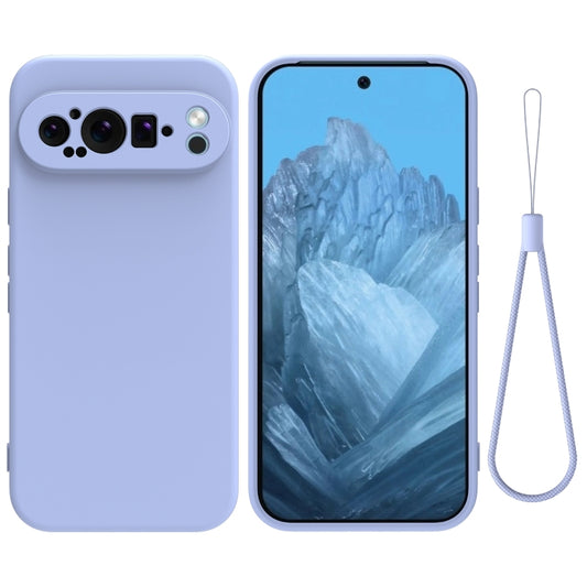 For Google Pixel 9 Pro Pure Color Liquid Silicone Shockproof Phone Case(Purple) - Google Cases by buy2fix | Online Shopping UK | buy2fix