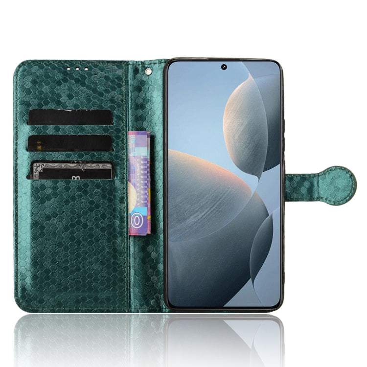 For Xiaomi Poco X6 Pro / Redmi K70E 5G Honeycomb Dot Texture Leather Phone Case(Green) - K70E Cases by buy2fix | Online Shopping UK | buy2fix