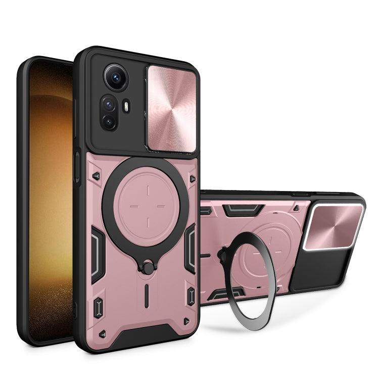 For Xiaomi Redmi Note 12S 4G CD Texture Sliding Camshield Magnetic Holder Phone Case(Pink) - Xiaomi Cases by buy2fix | Online Shopping UK | buy2fix