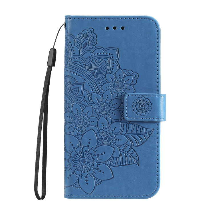 For Xiaomi Redmi Note13 Pro+ 5G Global 7-petal Flowers Embossing Leather Phone Case(Blue) - Note 13 Pro+ Cases by buy2fix | Online Shopping UK | buy2fix