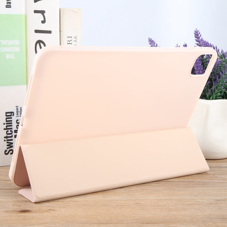 For iPad Air 11 2024 GEBEI 3-folding Holder Shockproof Flip Leather Tablet Case(Pink) - iPad Air 11 2024 Cases by GEBEI | Online Shopping UK | buy2fix