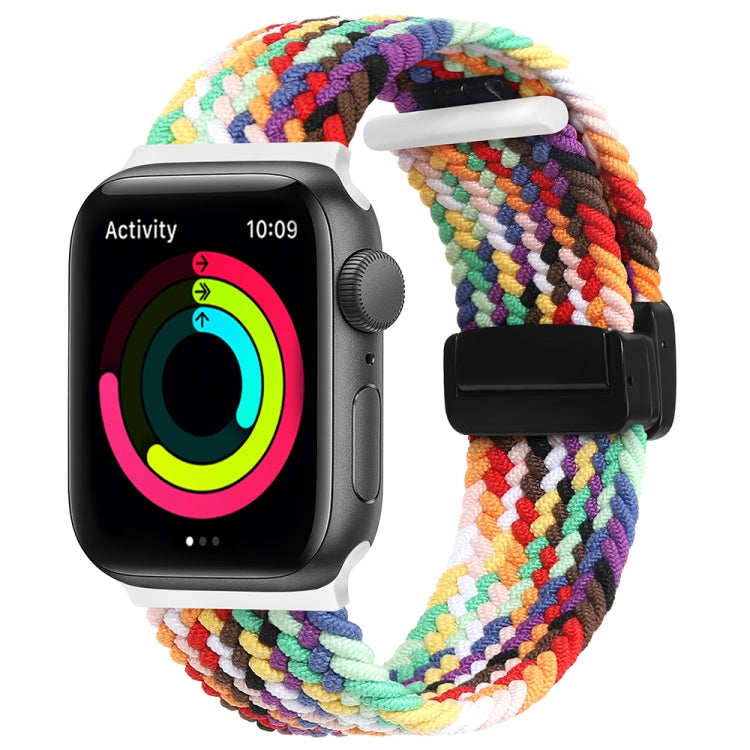 Magnetic Fold Clasp Woven Watch Band For Apple Watch 7 41mm(Rainbow Color) - Watch Bands by buy2fix | Online Shopping UK | buy2fix