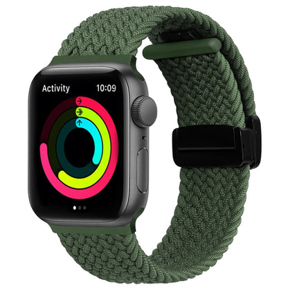 Magnetic Fold Clasp Woven Watch Band For Apple Watch SE 2023 44mm(Green) - Watch Bands by buy2fix | Online Shopping UK | buy2fix