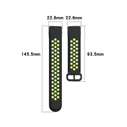 For Fitbit Charge 4 / Charge 3 / Charge 3 SE Watch Button Two Colors Silicone Replacement Strap Watchband(Black Lime) - Watch Bands by buy2fix | Online Shopping UK | buy2fix