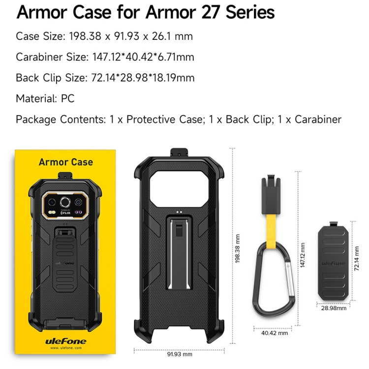 For Ulefone Armor 27 Ulefone Back Clip Phone Case with Carabiner(Black) - Ulefone Cases by Ulefone | Online Shopping UK | buy2fix