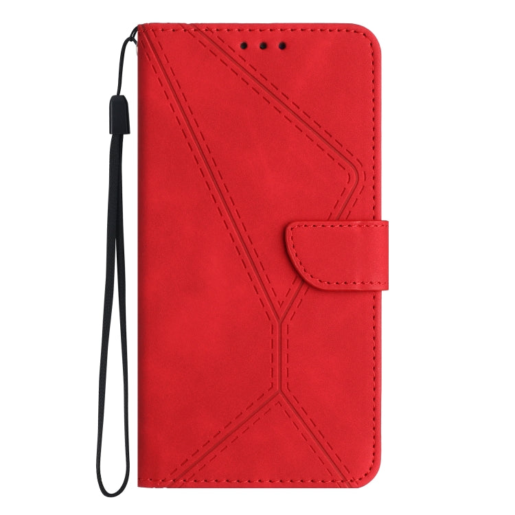 For iPhone 16e Stitching Embossed Leather Phone Case(Red) - iPhone 16e Cases by buy2fix | Online Shopping UK | buy2fix