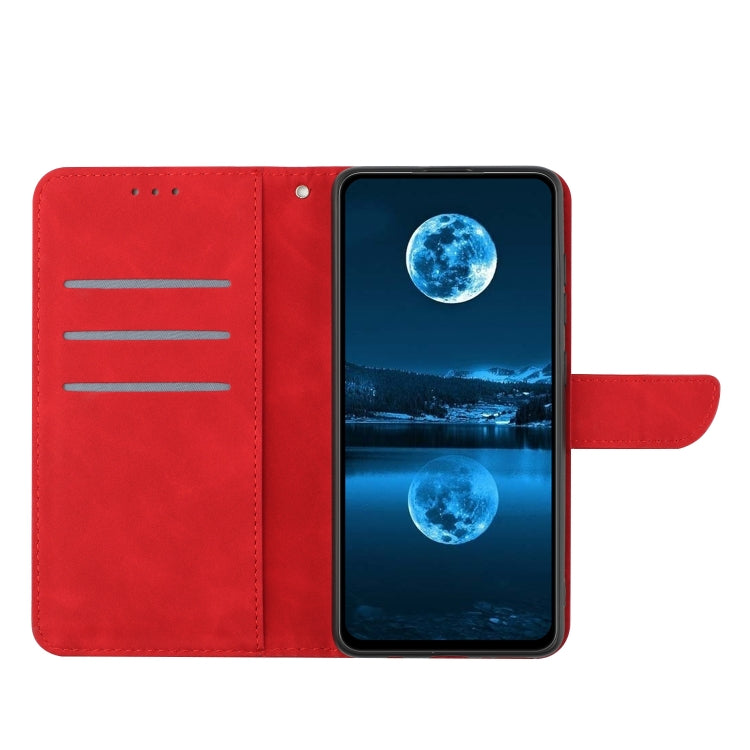 For iPhone 16e Stitching Embossed Leather Phone Case(Red) - iPhone 16e Cases by buy2fix | Online Shopping UK | buy2fix