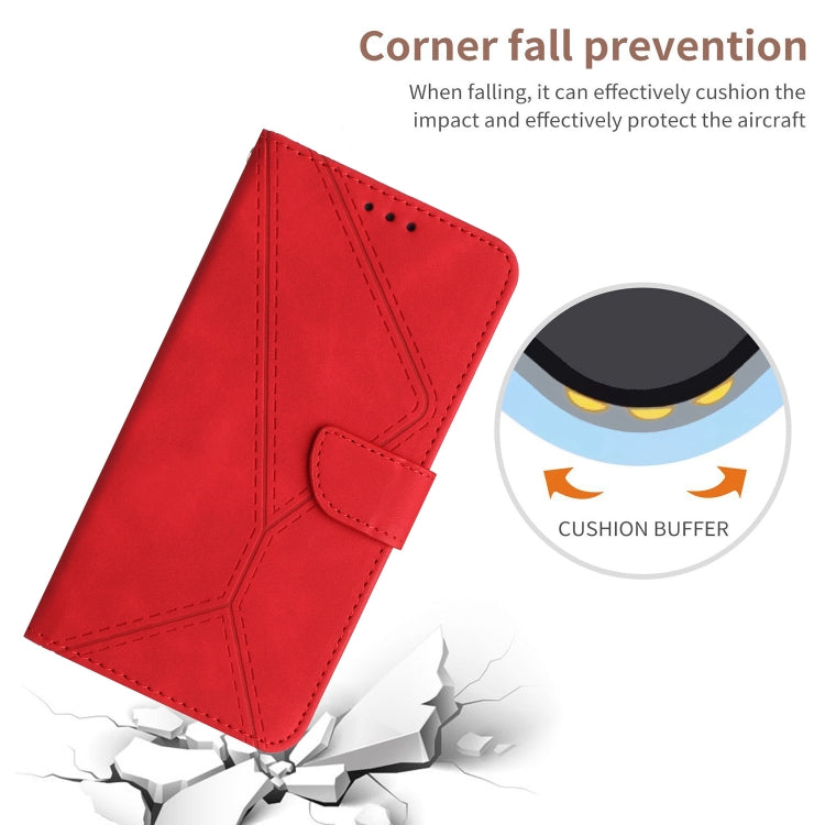 For iPhone 16e Stitching Embossed Leather Phone Case(Red) - iPhone 16e Cases by buy2fix | Online Shopping UK | buy2fix