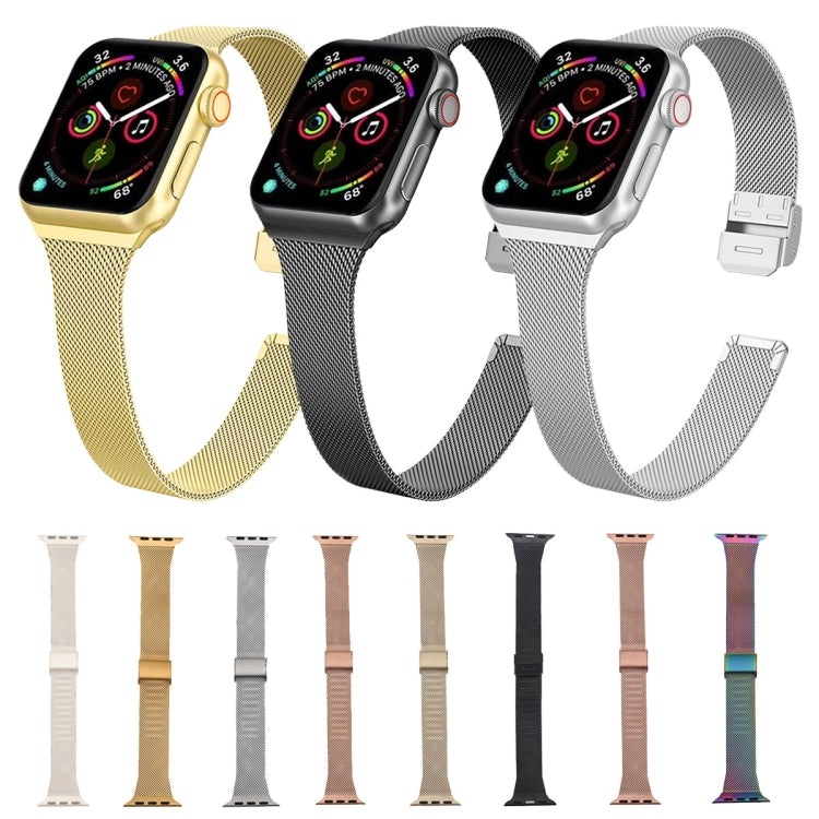 For Apple Watch Series 9&8&7 41mm / SE 3&SE 2&6&SE&5&4 40mm / 3&2&1 38mm Milanese Stainless Steel Watch Band(Rose Gold) - Watch Bands by buy2fix | Online Shopping UK | buy2fix