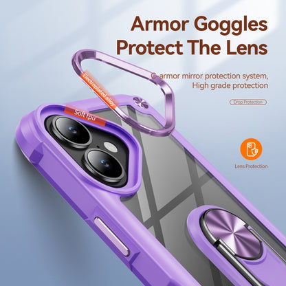 For iPhone 16 TPU + PC Lens Protection Phone Case with Ring Holder(Purple) - iPhone 16 Cases by buy2fix | Online Shopping UK | buy2fix