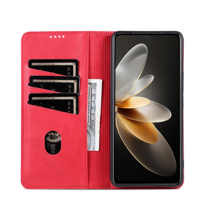 For Xiaomi Redmi K70/K70 Pro AZNS Magnetic Calf Texture Flip Leather Phone Case(Red) - K70 Pro Cases by AZNS | Online Shopping UK | buy2fix