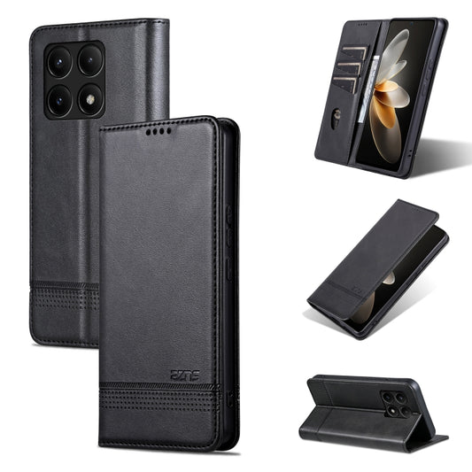 For Xiaomi Redmi K70/K70 Pro AZNS Magnetic Calf Texture Flip Leather Phone Case(Black) - K70 Pro Cases by AZNS | Online Shopping UK | buy2fix