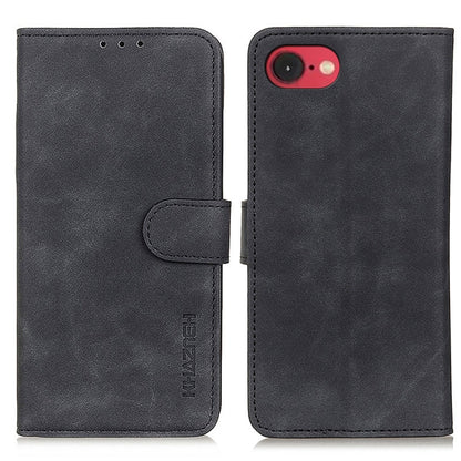 For iPhone 16e KHAZNEH Retro Texture Leather Phone Case(Black) - iPhone 16e Cases by buy2fix | Online Shopping UK | buy2fix