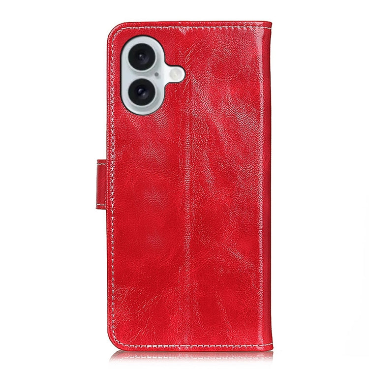 For iPhone 16 Plus Retro Crazy Horse Texture Horizontal Flip Leather Phone Case(Red) - iPhone 16 Plus Cases by buy2fix | Online Shopping UK | buy2fix