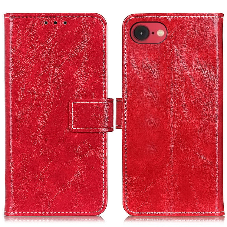 For iPhone 16e Retro Crazy Horse Texture Horizontal Flip Leather Phone Case(Red) - iPhone 16e Cases by buy2fix | Online Shopping UK | buy2fix