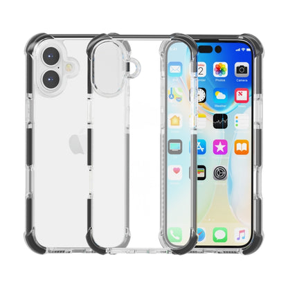 For iPhone 16 Four-corner Shockproof TPU + Acrylic Phone Case(Black + Transparent) - iPhone 16 Cases by buy2fix | Online Shopping UK | buy2fix