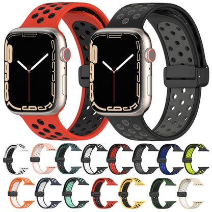 For Apple Watch 5 44mm Magnetic Buckle Silicone Watch Band(Black White) - Watch Bands by buy2fix | Online Shopping UK | buy2fix