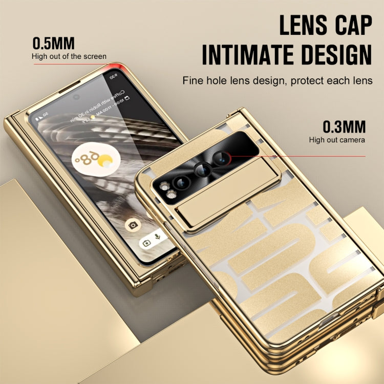 For Google Pixel Fold Integrated Electroplating Folding Phone Case with Hinge(Gold) - Google Cases by buy2fix | Online Shopping UK | buy2fix