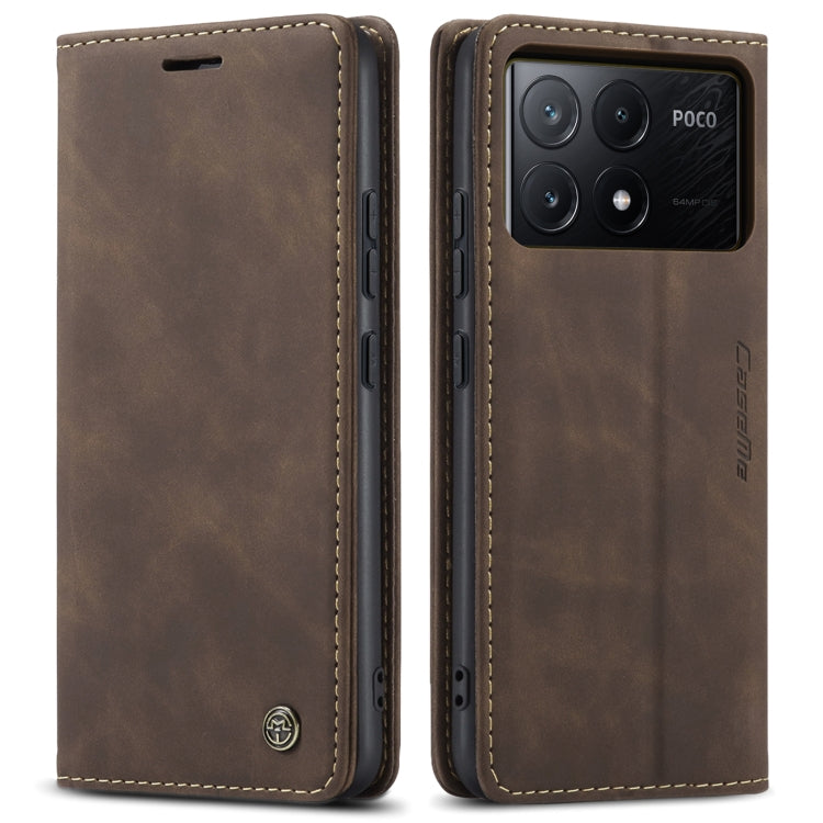 For Xiaomi Poco X6 Pro CaseMe 013 Multifunctional Horizontal Flip Leather Phone Case(Coffee) - Xiaomi Cases by CaseMe | Online Shopping UK | buy2fix