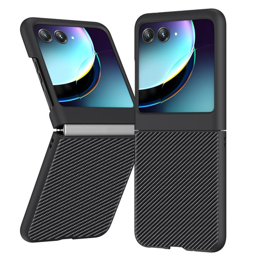 For Motorola Razr 40 Ultra Ultra-thin Carbon Fiber Texture Printing Phone Case(Black) - Motorola Cases by buy2fix | Online Shopping UK | buy2fix