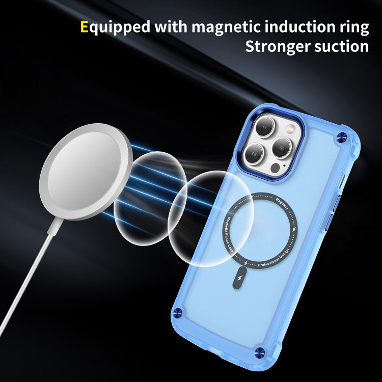 For iPhone 15 Plus Skin Feel TPU + PC MagSafe Magnetic Phone Case(Transparent Blue) - iPhone 15 Plus Cases by buy2fix | Online Shopping UK | buy2fix