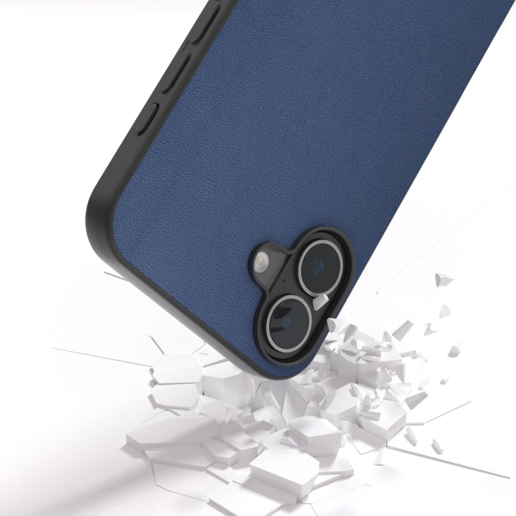 For iPhone 16 ABEEL Genuine Leather Xiaoya Series Phone Case(Blue) - iPhone 16 Cases by buy2fix | Online Shopping UK | buy2fix