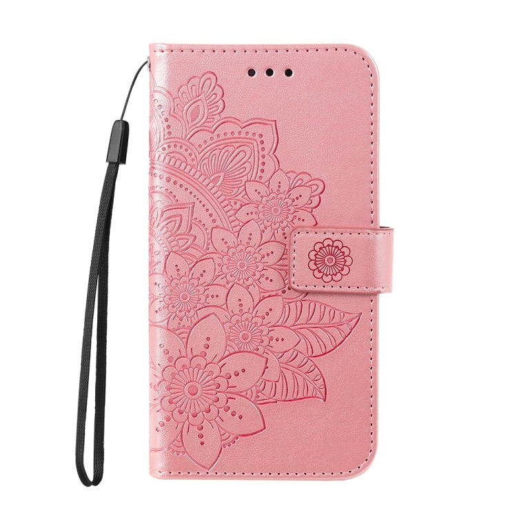 For iPhone 16 7-petal Flowers Embossing Leather Phone Case(Rose Gold) - iPhone 16 Cases by buy2fix | Online Shopping UK | buy2fix