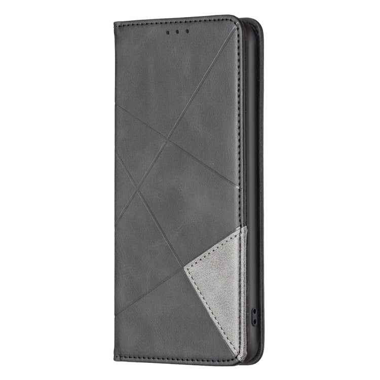 For iPhone 16 Rhombus Texture Magnetic Leather Phone Case(Black) - iPhone 16 Cases by buy2fix | Online Shopping UK | buy2fix