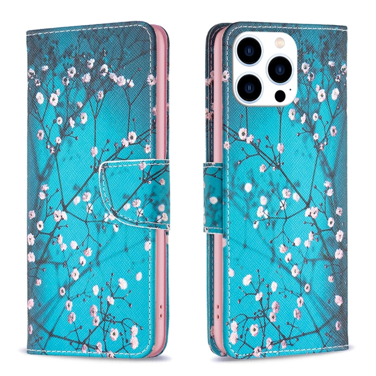 For iPhone 16 Pro Colored Drawing Pattern Leather Phone Case(Plum Blossom) - iPhone 16 Pro Cases by buy2fix | Online Shopping UK | buy2fix