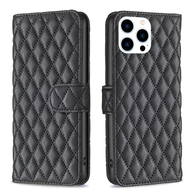 For iPhone 16 Pro Max Diamond Lattice Wallet Flip Leather Phone Case(Black) - iPhone 16 Pro Max Cases by buy2fix | Online Shopping UK | buy2fix