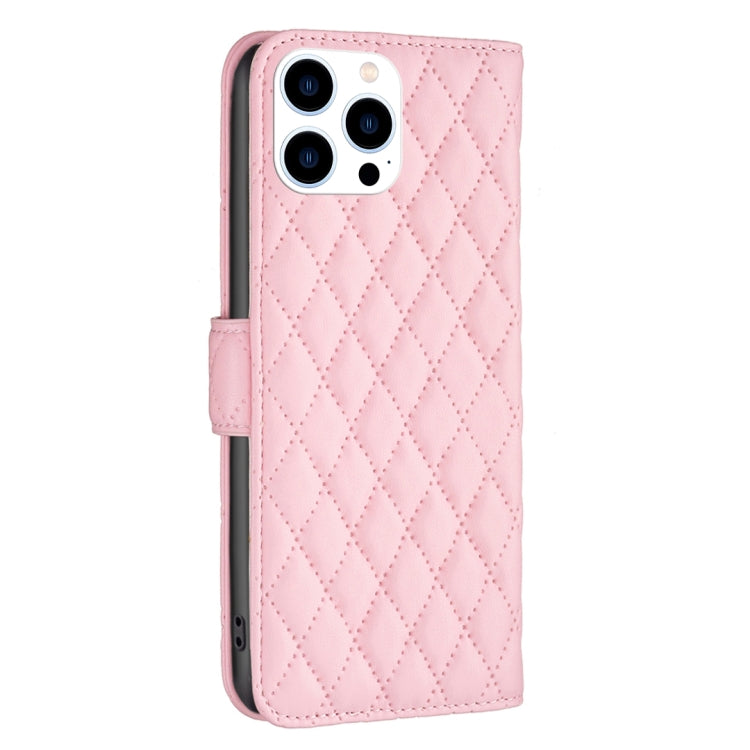 For iPhone 16 Pro Diamond Lattice Wallet Flip Leather Phone Case(Pink) - iPhone 16 Pro Cases by buy2fix | Online Shopping UK | buy2fix