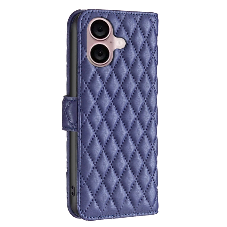 For iPhone 16 Plus Diamond Lattice Wallet Flip Leather Phone Case(Blue) - iPhone 16 Plus Cases by buy2fix | Online Shopping UK | buy2fix