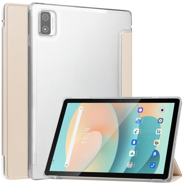 For Blackview Tab 12 / 12 Pro 3-fold Semi-transparent Frosted Smart Leather Tablet Case(Apricot) - Others by buy2fix | Online Shopping UK | buy2fix