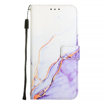 For iPhone SE 2024 PT003 Marble Pattern Flip Leather Phone Case(White Purple LS006) - More iPhone Cases by buy2fix | Online Shopping UK | buy2fix