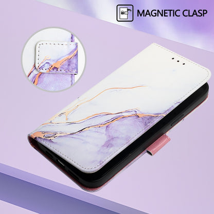 For iPhone SE 2024 PT003 Marble Pattern Flip Leather Phone Case(White Purple LS006) - More iPhone Cases by buy2fix | Online Shopping UK | buy2fix