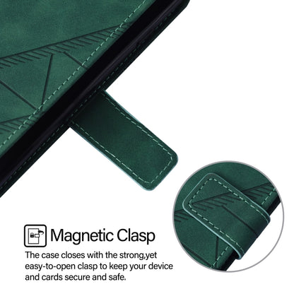 For iPhone 16 Crossbody 3D Embossed Flip Leather Phone Case(Dark Green) - iPhone 16 Cases by buy2fix | Online Shopping UK | buy2fix