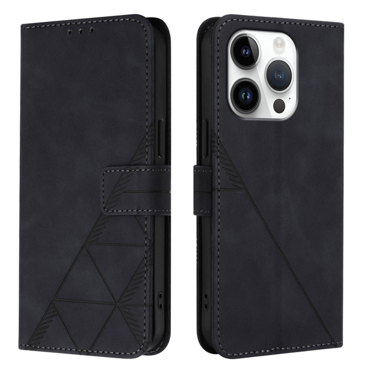 For iPhone 16 Pro Crossbody 3D Embossed Flip Leather Phone Case(Black) - iPhone 16 Pro Cases by buy2fix | Online Shopping UK | buy2fix