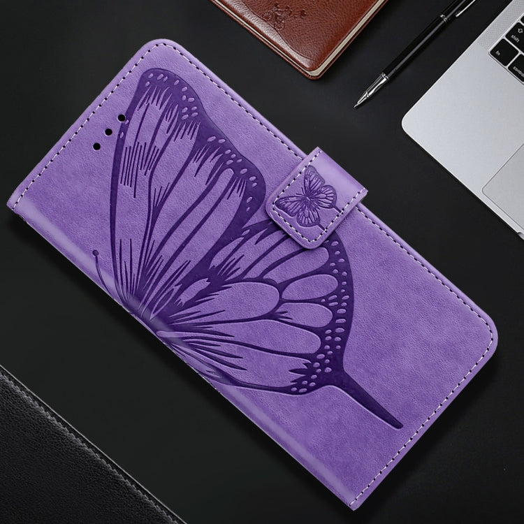 For iPhone SE 2024 Embossed Butterfly Leather Phone Case(Light Purple) - More iPhone Cases by buy2fix | Online Shopping UK | buy2fix