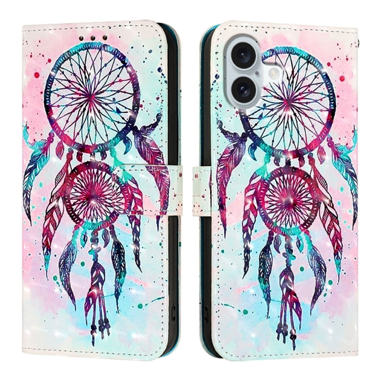 For iPhone 16 Plus 3D Painting Horizontal Flip Leather Phone Case(Color Drop Wind Chimes) - iPhone 16 Plus Cases by buy2fix | Online Shopping UK | buy2fix